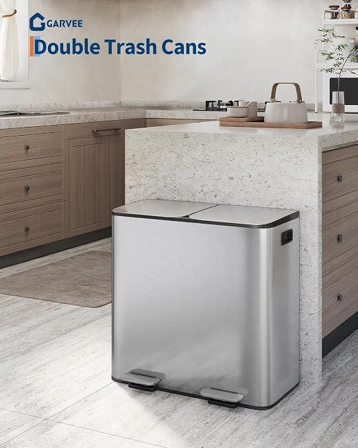 Garvee Double Trash Can, 2 x 10.6 gal Garbage Can - Image 2