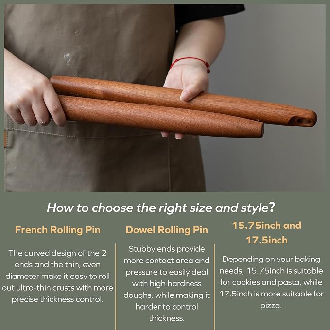 Muso Wood Sapele Wooden French Rolling Pin - Image 7