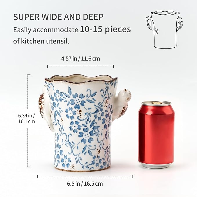 6.34"H Utensil Holder for Kitchen Counter, Modern Farmhouse Cooking Utensil - Image 2