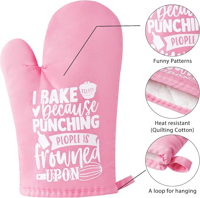 GROBRO7 6Pcs Cotton Oven Mitts Pot Holders Funny Women Resistant Hot Pads - Image 3