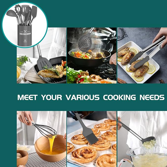 Stainless Steel Kitchen Cooking Utensil Set, Umite Chef 15 pcs Cooking Utensils - Image 4
