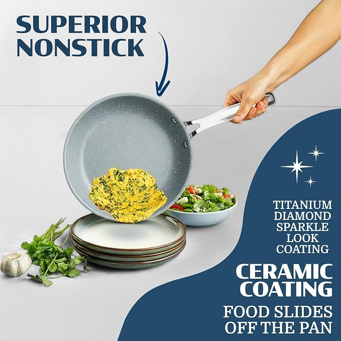 Granitestone Ceraluxe 20 Pc Ceramic Cookware Set Nonstick, Complete Pots and - Image 5