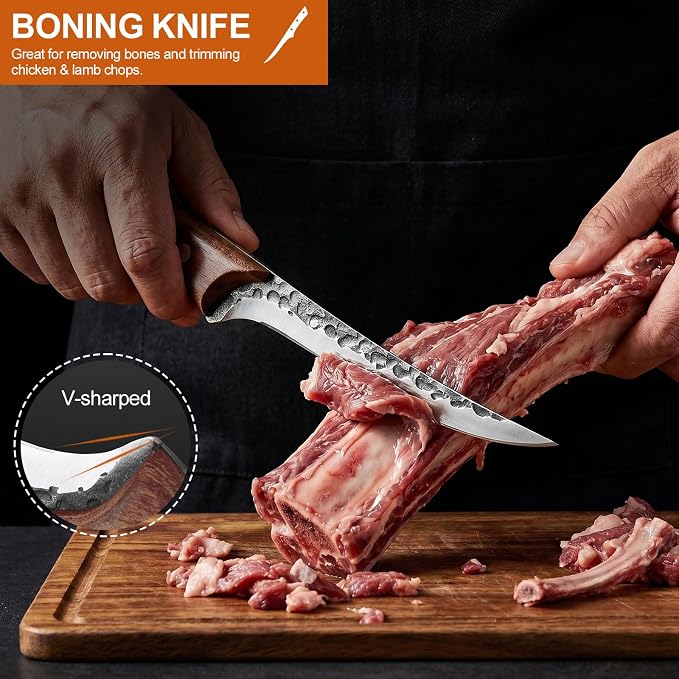 3PCS Hand Forged Butcher Knife Set Meat Cleavers, Serbian Chef Knife Viking - Image 5