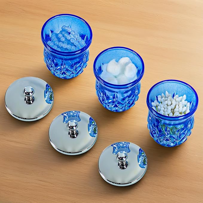 Qtip Holder, 10Oz Blue Glass Apothecary Jars - Image 7