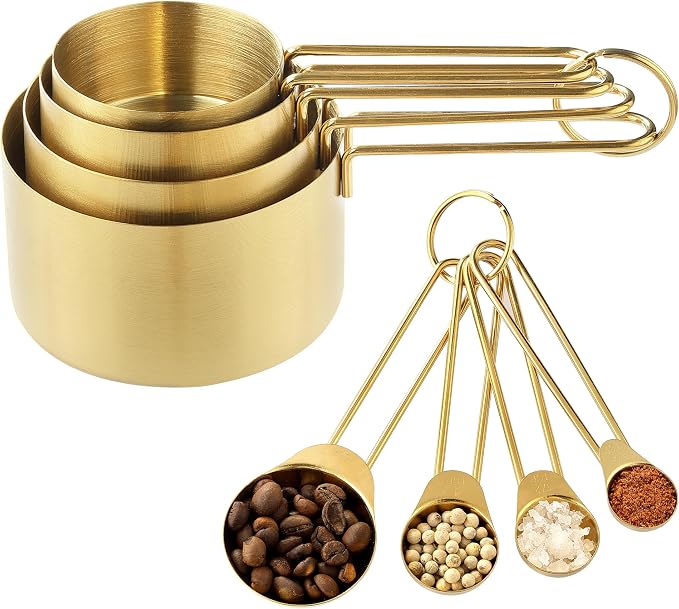 Measuring Cups and Spoons Set, Kaloo 8PCS Stainess Steel Metal Measuring Cups by KL+KALOO