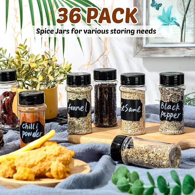 Eccliy 36 Pack 3 oz Clear Plastic Spice Jars - Image 5