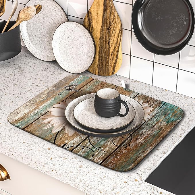 Giwawa Rustic Daisy Board Dish Drying Mat - Image 5