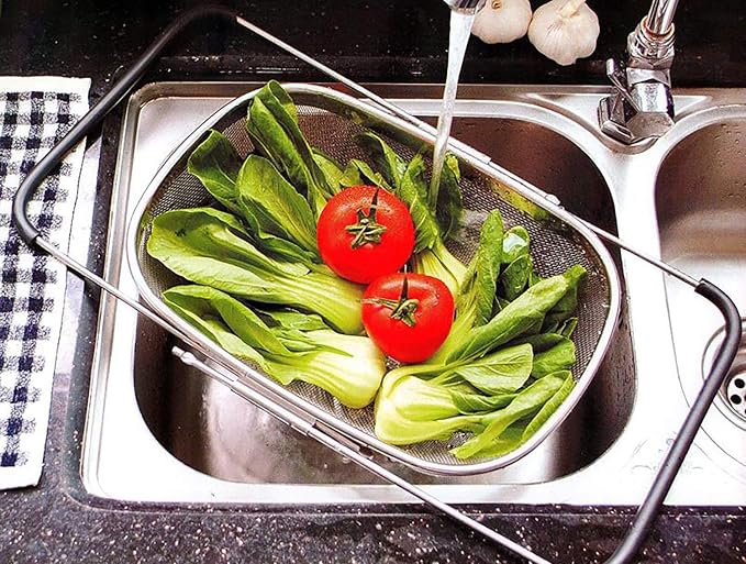 Over The Sink Stainless Steel Oval Colander - Image 7