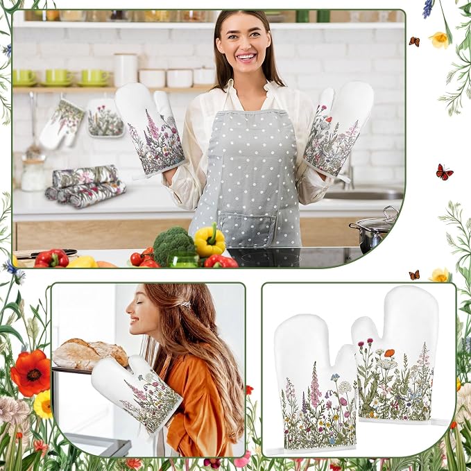 Fanfanwin 10 Pcs Wildflower Kitchen Decor Set Floral Kitchen Towels and Rugs - Image 5