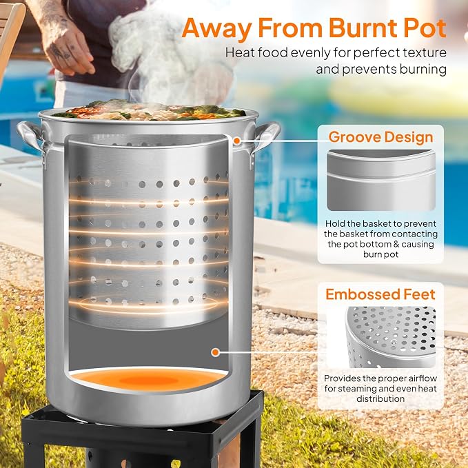 ROVSUN 44-Quart Stainless Steel Turkey Fryer & Seafood Boil Pot - Image 4