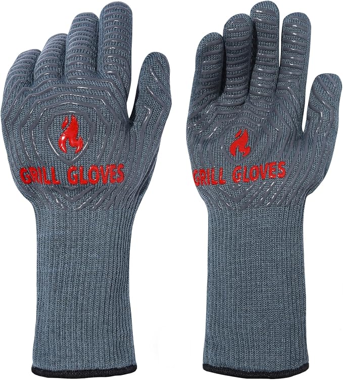 QUWIN BBQ Gloves, Oven Gloves 1472℉ Extreme Heat Resistant, Grilling Gloves by QUWIN