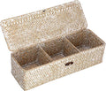 Hipiwe Storage Basket with Lid 3 Sections Handwoven Seagrass Basket Rectangular by Hipiwe