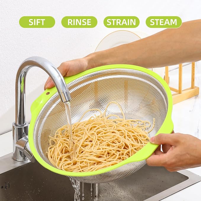 Colander Stainless Steel Microporous, 2QT Rice Strainer - Image 2