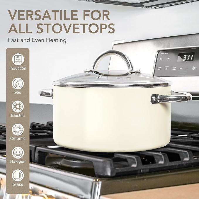 MICHELANGELO Stock Pot with Lid, Nonstick Cooking Pot, 5 Quart Soup Pot with Lid - Image 4