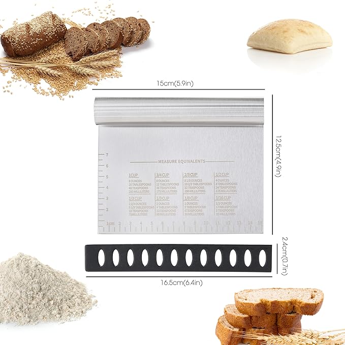 2PCS Dough Pastry Bench Cutter Scraper, OLULU Stainless Steel Kitchen Food - Image 2