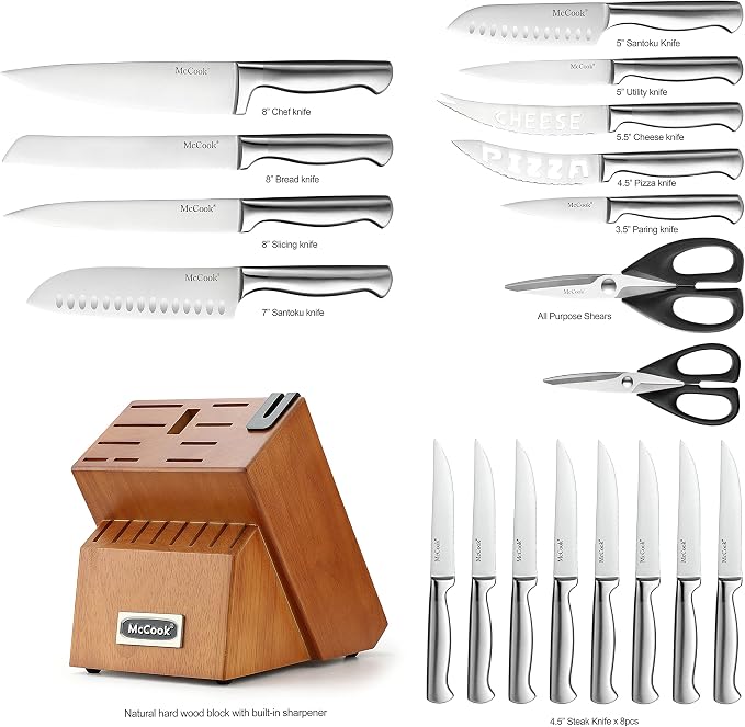 McCook® Kitchen Knife Sets, German Stainless Steel Knives Block Set - Image 2