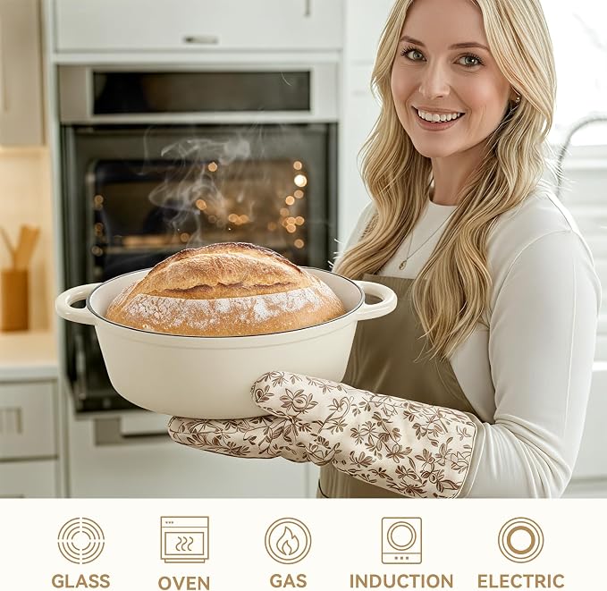 Oval Dutch Oven for Bread Baking, 4.5 Quart Non Stick Enameled Cast Iron Dutch - Image 6