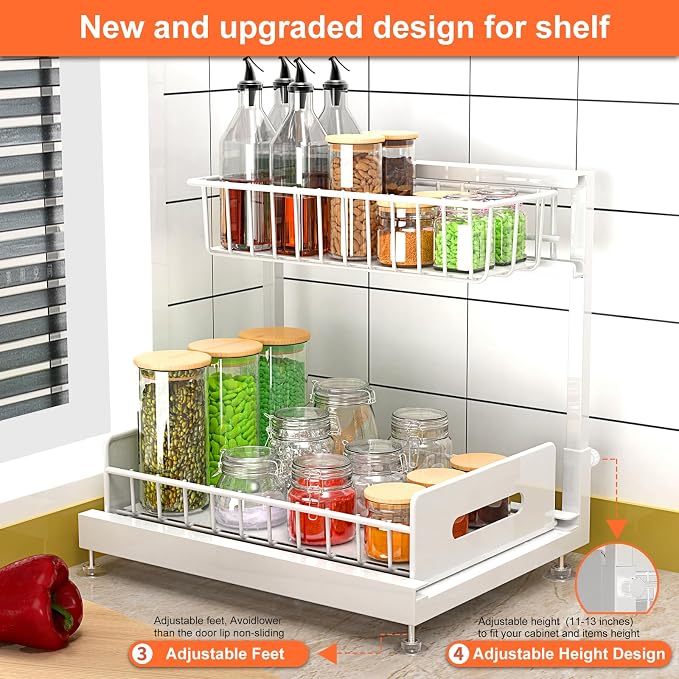 Dataroad Under Sink Organizers And Storage Pull Out Cabinet Organizer 2 Tier - Image 3