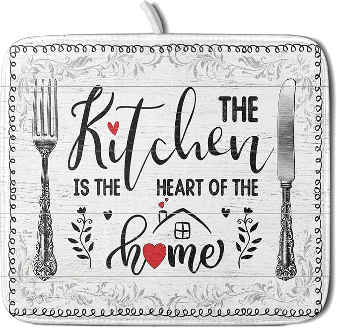 White Kitchen Dish Drying Mat 16x18 Inch Knife Fork Dish Drainer Rack Mats by Giwawa