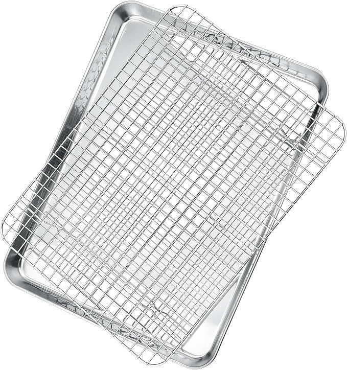 P&P CHEF 17.5 Inch Baking Sheet and Rack Set, Stainless Steel Cookie Sheets by PPCHEF
