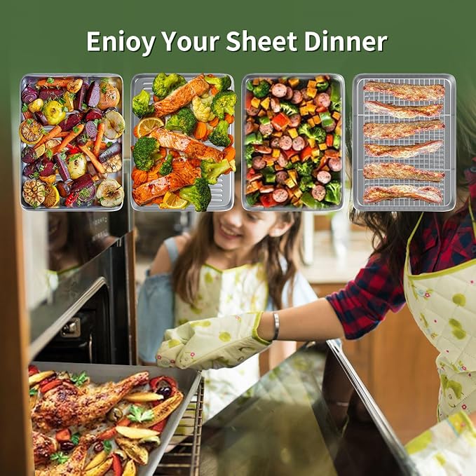 Baking Sheet with Wire Rack Set: 3 Baking Pans + 3 Cooling Racks - Image 6