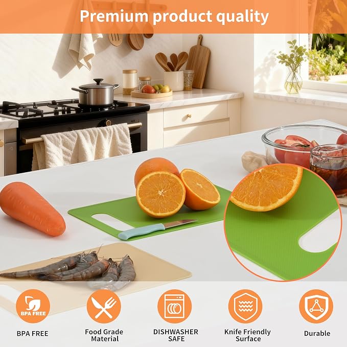 Luckyiren Kitchen Cutting Board Set of 6, Plastic Cutting Boards - Image 4