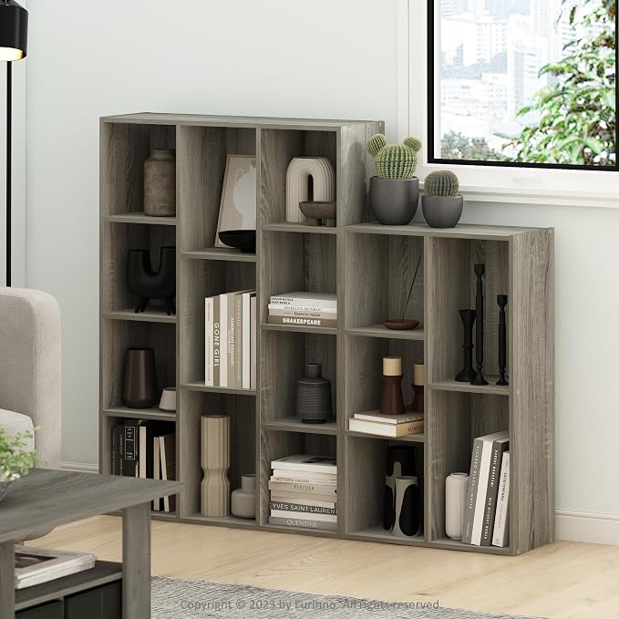 Furinno LUDER Book Shelf, 5-Cube Bookshelf, Reversible Bookcase, 9.4 x 19.5 x - Image 2