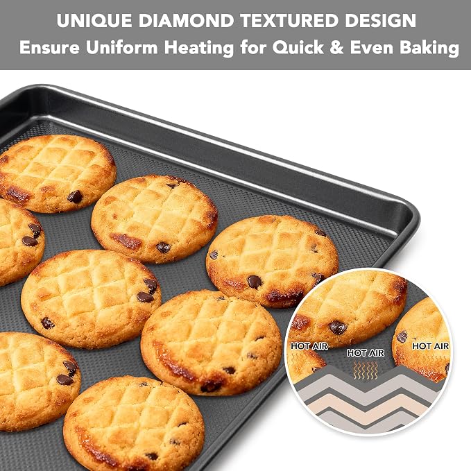 Tiawudi Baking Sheet Pan Set, 0.8mm Thick Heavy Duty Cookie Sheet - Image 4