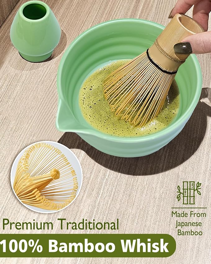 Vaiheng Matcha Whisk Set with Matcha Bowl, Matcha Whisk Holder Matcha Bamboo - Image 4