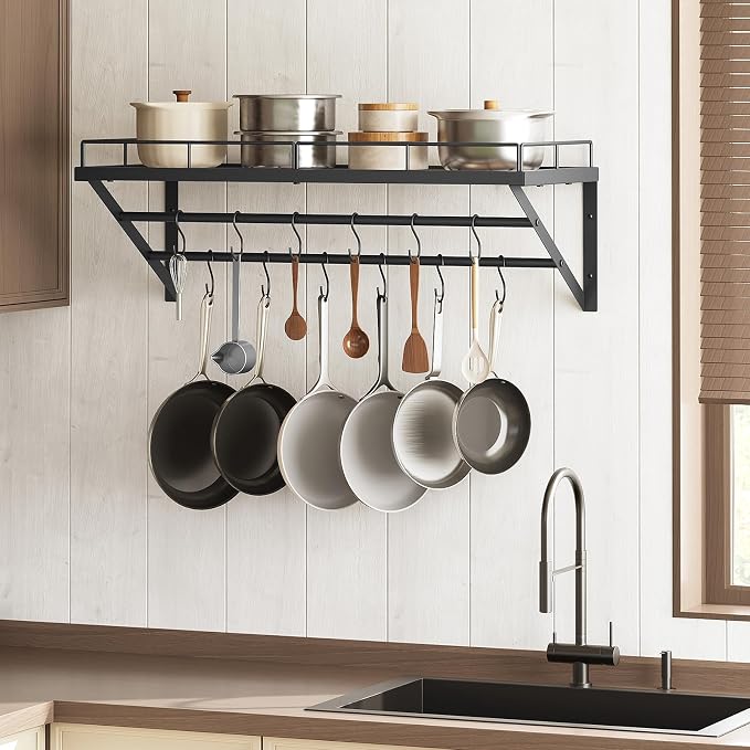 YATINEY Pot Rack, 30 Inch Wall Mounted Pot Rack, Kitchen Pot and Pan Organizer - Image 7