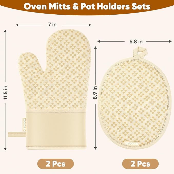 Oven Mitts and Pot Holders 4 Sets, Heat Resistant 500 ℉ Oven Mitt and Pot Holder - Image 2