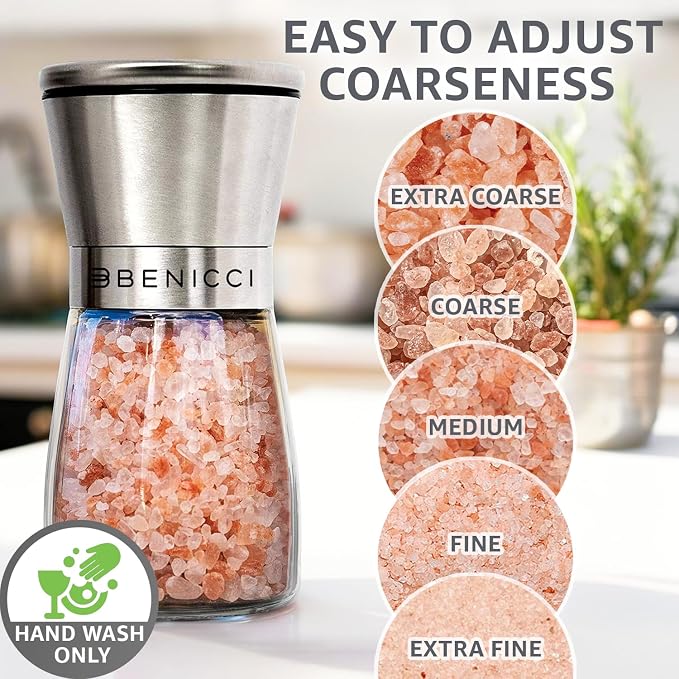 Stainless Steel Salt and Pepper Grinder Set of 2 – Manual Adjustable Ceramic - Image 3