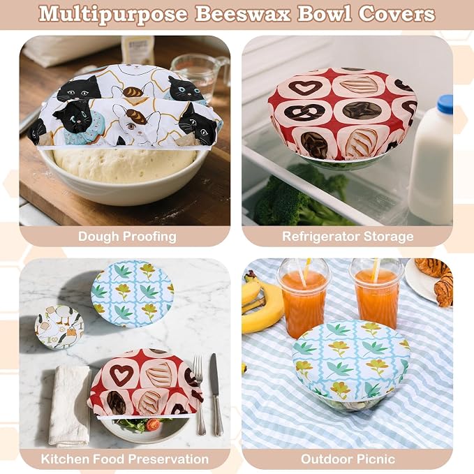 5-Size Reusable Beeswax Bowl Covers - Image 5