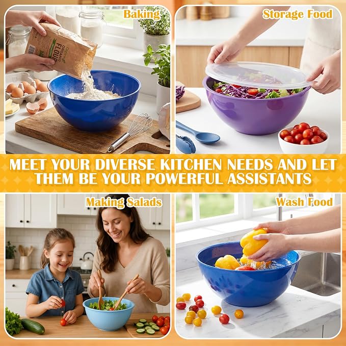 LemonRoad 6 Pcs Plastic Mixing Bowl Set - Image 6