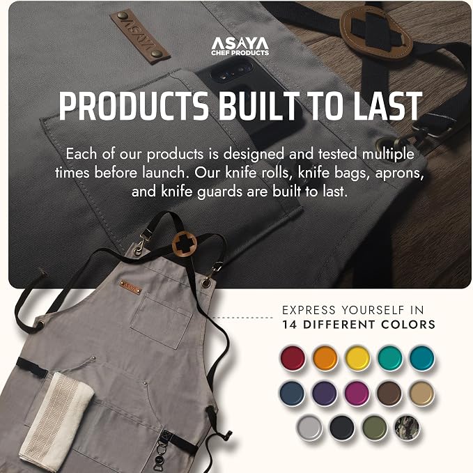 Asaya Chef and BBQ Apron with Bottle Opener and Hand Towel - 10oz Cotton Canvas - Image 6