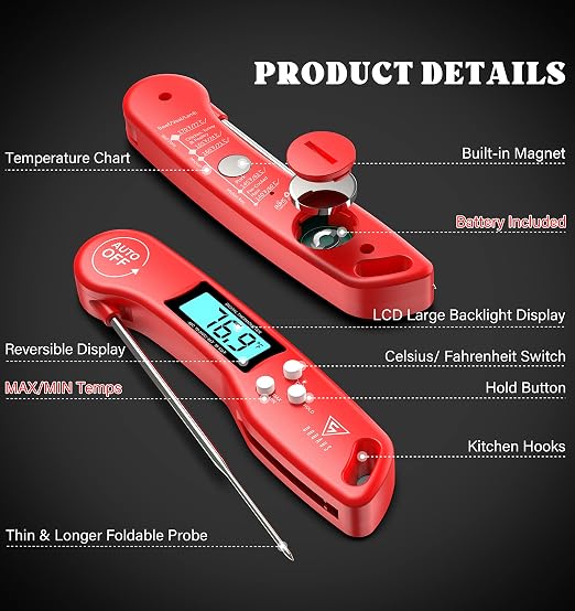 DOQAUS Digital Meat Thermometer, 2 Pack Instant Read Food Thermometer - Image 8