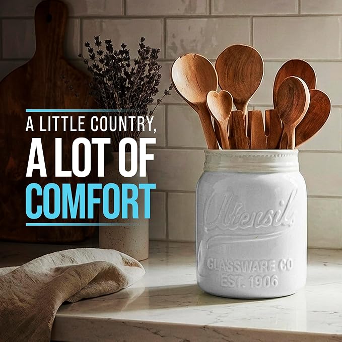 Comfify Wide Mouth Mason Jar Utensil Holder Decorative Kitchenware Organizer - Image 8