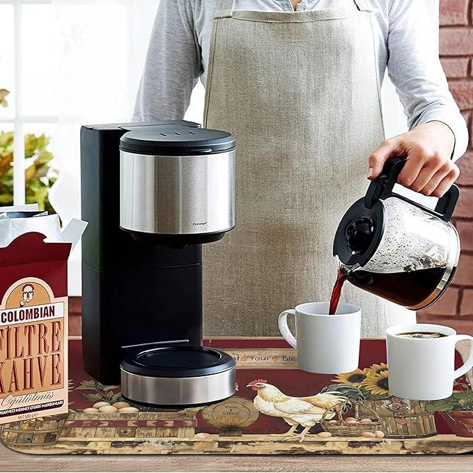 Kitchen Countertop Dish Drying Mat, Super Absorbent Coffee Bar Mat - Image 8