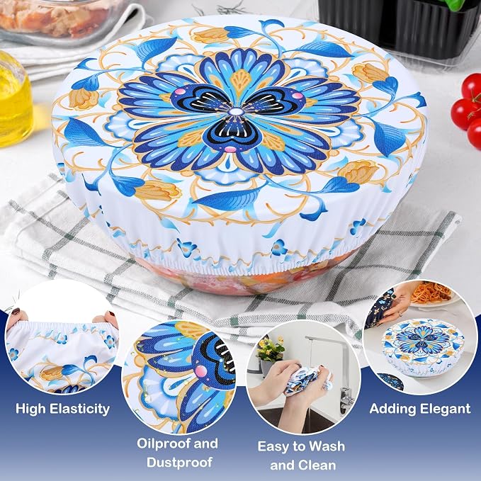 5 Pieces Bowl Covers Reusable, 5 Size Elastic Cloth Bowl Covers - Image 5