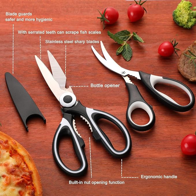 OMDAR Food Grade Kitchen Scissors All Purpose 3 Pack - Image 8