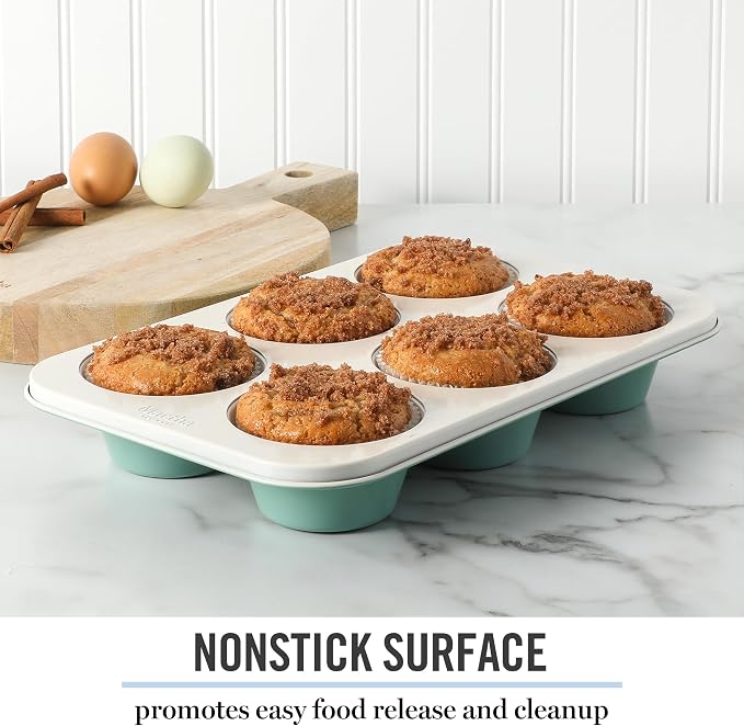 Martha Stewart Gallen 6 Cup Nonstick Carbon Steel Muffin and Cupcake Pan - Image 3