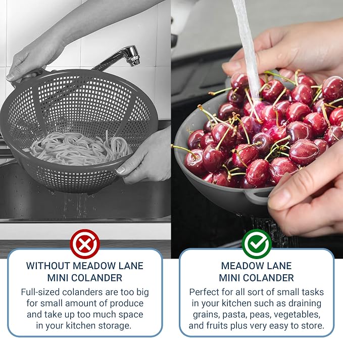 Meadow Lane 6-inch Small Colander, Dishwasher Safe, Double Handles, Compact - Image 6