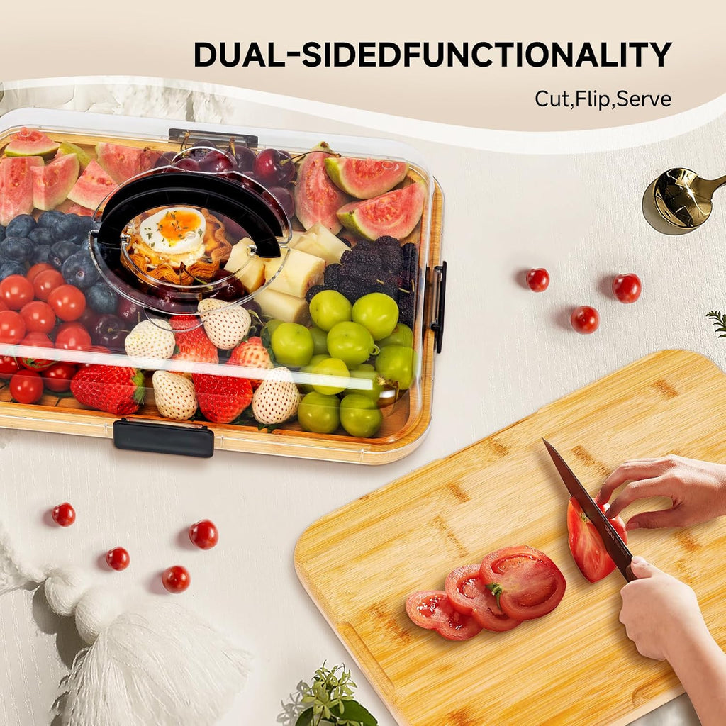 Portable Charcuterie Board with Lid, Cheese, Veggie & Snack Tray