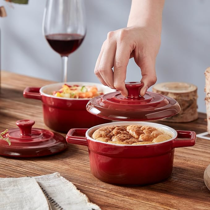 Lareina Mini Cocotte - 12oz Ceramic Casserole Dishes - Kitchen Casserole Sets - - Image 5