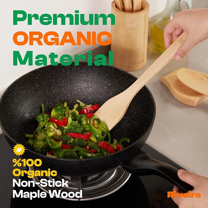 Riveira Maple Wooden Spoons for Cooking Set of 3 – Natural Maple Wooden Cooking - Image 2