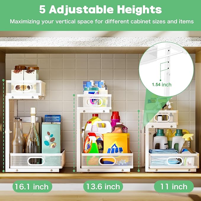 Under Sink Organizer, High Adjustable 2 Tier Under Sink Organizers and Storage - Image 5