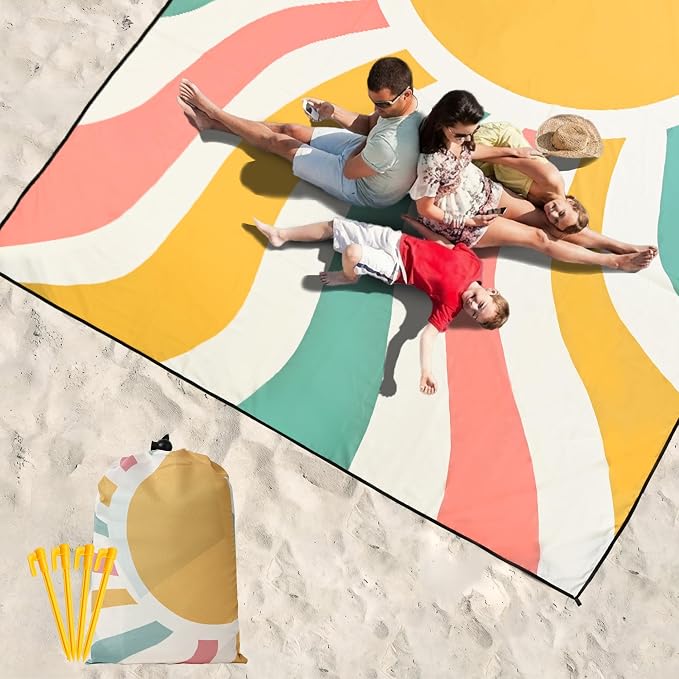 HIHOHO Beach Blanket Waterproof Sandproof Extra Large Beach Mat 79" X - Image 6