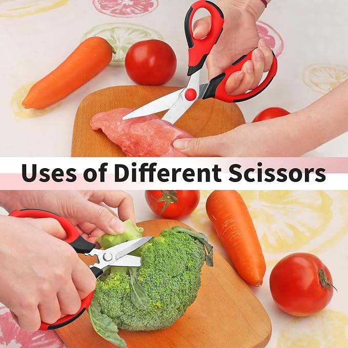 Kitchen Scissors, Sharp Stainless Steel Blades, Soft Grips, 3 Piece Set - Image 5