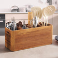 16" Wooden Kitchen Utensil Holder, Extra Large Acacia Wood Organizer