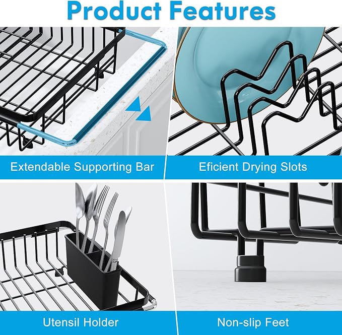Expandable Stainless Steel Dish Drying Rack Over The Sink - Image 5